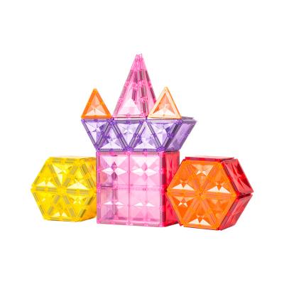 China Intellectual Development Magnetic Building Toys Educational Building Rod Toys Kids New Clear Color Tiles Popular Magnetic Clear Magnetic Blocks Toys for sale