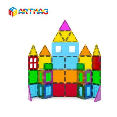 China STRONG ABS Plastic +magnet 3D Magnet Tiles Kids Magnet Toys Magnet Building Tiles, 60 Pcs 3D Magnetic Building Blocks Set, Educational Toys for sale