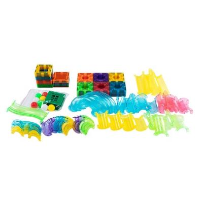 China Educational Toy Plastic STEM Building Block Car Race Track Marble Marble Racing Tile With Ball For Kids for sale