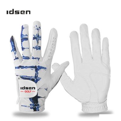 China OEM Selling Feel Man Soft Warm Comfortable Custom Leather Palm Lady Golf Gloves Cabretta Soft White Color Microfiber for sale