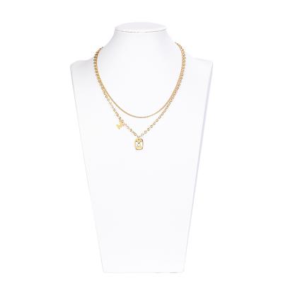 China CLASSIC Popular Jewelry 14K Stainless Steel Gold Women M Letter Necklace for sale