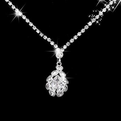 China CLASSIC Simple Women's Necklace Zircon Water Drops Necklace Eardrop Set Wedding Supplies for sale