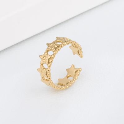 China JR0180 FASHIONABLE High Quality Five Star Royal Ring Pointed Star Ring Gold Ring Jewelry Free Sample for sale