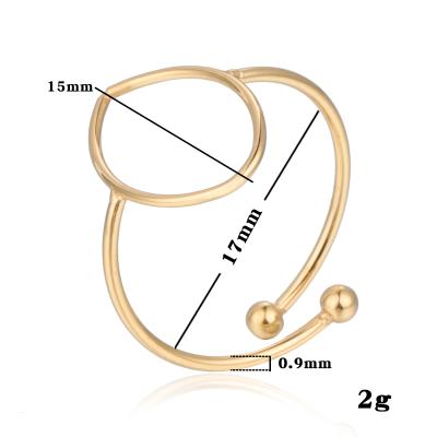 China JR0237 Cold Air FASHIONABLE Oval Ring 14K Round Hollow Pearl Ring Double Gold Plated Fashion Ring Free Samples for sale