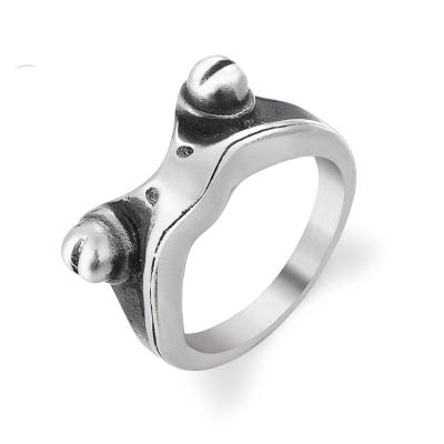 China JR0108 Factory Wholesale 304 Stainless Steel TRENDY Retro Frog Shaped Mens Rings Jewelry for sale