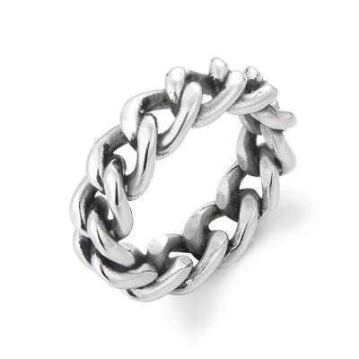 China FASHIONABLE JR0109 Cast 304 Stainless Steel Black Mens Finger Chain Rings 7mmx21mm Jewelry for sale