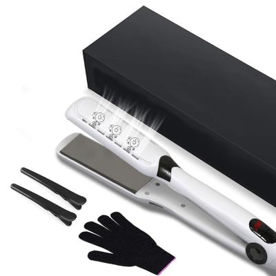 China Security Bedt Selling Custom Titanium Ceramic Tourmaline Hair Straightener In Wide Plate for sale