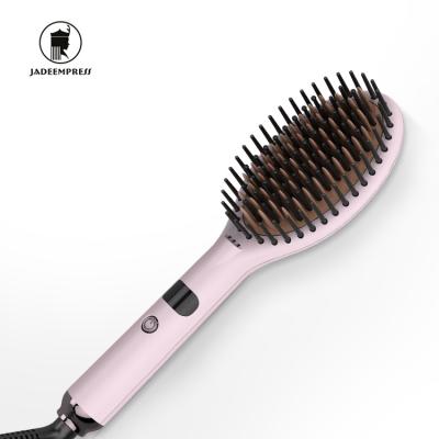 China 2020 Women's One Hour Auto-styling Electric Straightener Matte Black Heating Brush Lcd Paint Straightening Brush For Natural Hair for sale