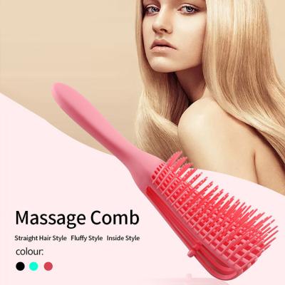 China Salon Hairdresser Home Hotel Detangling Gold Hair Brush Nylon Curly Detangle Set Hair Brushes For Boar Women Curved Bristle Brush for sale