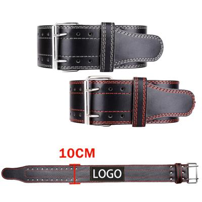 China Hot Selling USA Metal Button 6 Mm Thick Support Weightlifting Belt Double Cowhide Gym Leather Weight Lifting Belt Custom Logo Buckle for sale