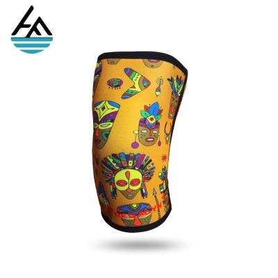 China Pattern Design 30cm Long 7mm Stiff Professional Printed Neoprene Gym Knee Compression Sleeves Sports Knee Support Brace for sale