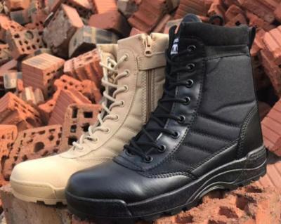 China Round outdoor army boots men and women high-aid hiking shoes desert boots HIT combat black military boots for sale