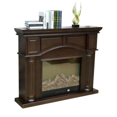 China Modern TV Stand Fireplace Mantel Wood Cultured Marble Brown / White Fireplace Mantel for sale