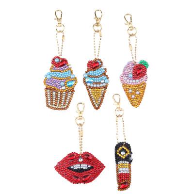 China Amazon Hot Sale DIY 5D Diamond Painting,Cute Cartoon Lipstick and Ice Cream Shape Key Chains,For Decorative Pendant for sale