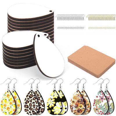 China 40 Other DIY Pieces Thermal Drop Earrings Blank Sublimation Heat Transfer Printed Tear Drop Pendant, Gold and Silver Earrings Hook for sale