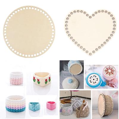 China Amazon Hot Selling Folk Art Heart and Circular Scraps Crochet Wood Base DIY Handmade Weaving Material for sale