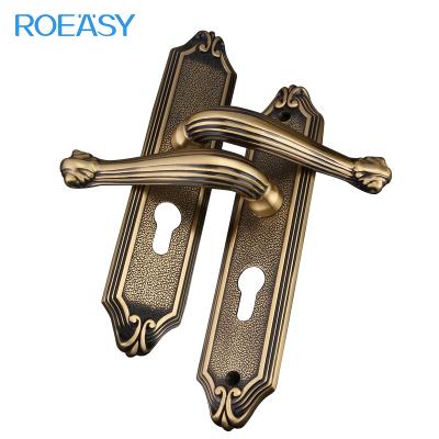 China ROEASY Brass Hardware Brass Mounted AB Anti-thief Handle Gold Door Lock For Home Villa GD-S6552-L6552 for sale