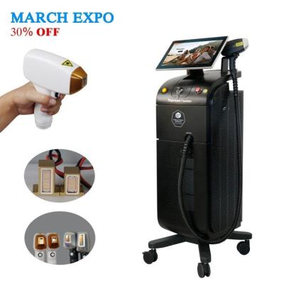 China Pigment Dark Skin Yag 1064nm Diode Laser Hair Removal Machine White Triple Wavelength Handpiece Body Facial Hair Removal Depilation Ice Machine for sale