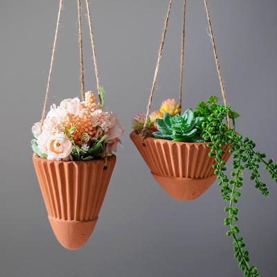 China Modern Wholesale High Quality Hanging Pot for Plants Succulent Outdoor Terracotta Balcony Hanging Flower Pot for sale