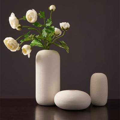 China Modern Nordic Ceramic Vase Home Decoration Accessories Vases for Interior Living Room Decoration White Vases Plant Pots Decorative Gift for sale