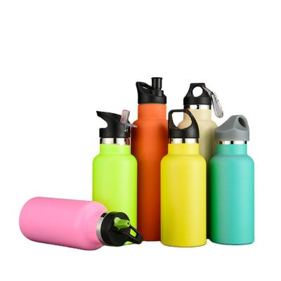 China Sustainable Festival Gift Product High Quality Powder Coated Finish Thermoses Drinkware Vacuum Insulated Water Bottle With Straw Lid for sale