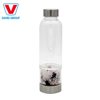 China Good Quality Crystal Glass Sustainable Water Bottle With Silicone Sleeve for sale