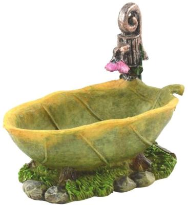 China Eco - Friendly Leaf Shape Outdoor Fairy Garden Bath For Bird for sale