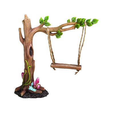 China Eco - Friendly Miniature World Leaf Tree Swing Resin Ornament for sale