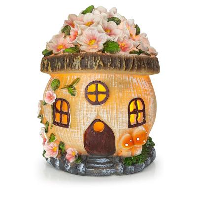 China Eco-Friendly Fairy Gnome Resin Treehouse House With Solar Garden Light for sale