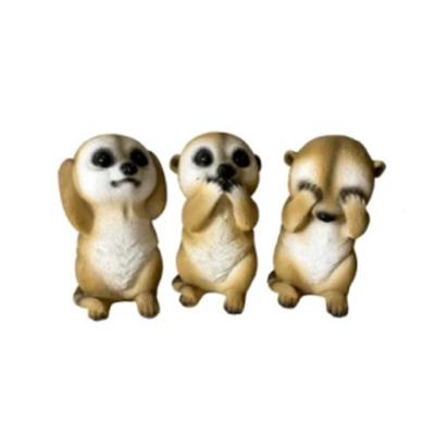 China Europe Polyresin Meerkats Cute Meerkats Saying No No Listen No Showy Garden Decoration for sale