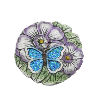 China Eco - Friendly Large Cement Garden Stepping Stones Circular Shape Stones Decoration With Butterfly for sale