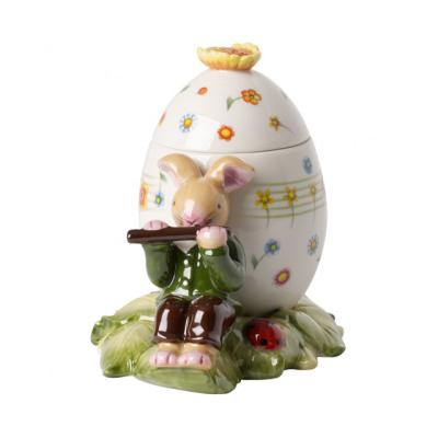 China Fancy Eco-Friendly Porcelain Easter Egg with Bunny Flutist for sale