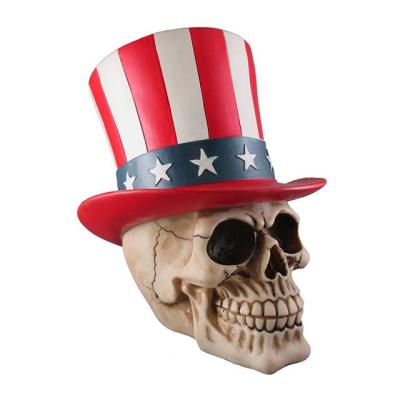 China Europe Grateful Uncle Sam Skull Figurine Skeleton Head Sculpture Decor for sale