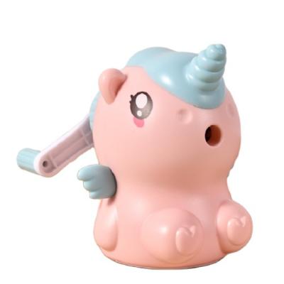 China Cute Colorful Unicorn Hand Pencil Sharpener For Students To Sharpen Colored Pencils 8691 for sale