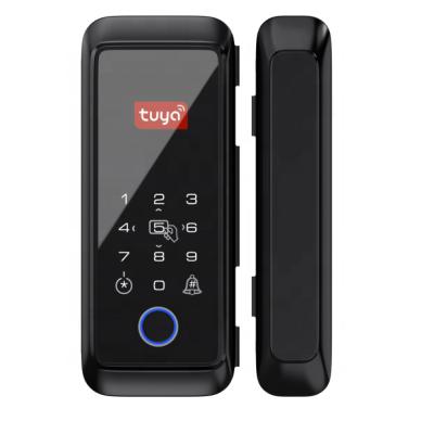 China New Arrival Fingerprint Type ABS Plastic + Aluminum Alloy Indoor Sliding Door Locks With Keypad And Support Tuya Digital App HF-C2 for sale