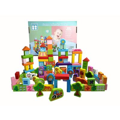 China Wooden Craft Building Block Domino Wooden Standard Set Rainbow Blocks Safe Colorful Early Educational Toys For Children for sale