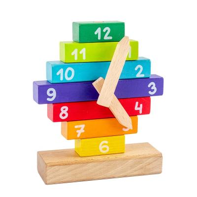 China Participate and establish the best selling clock time learner Toy Quality Durable Educational Wooden Toy Montessori Clock Wooden Toys for sale