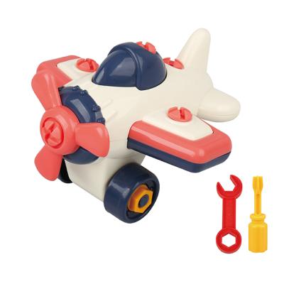 China Hot Selling Plastic Airplane Assemble Toy Children Creative Diy Disassembly Educational Toys With Screw 20.5*12.5*17cm for sale