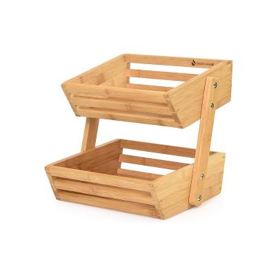 China Double Durability Fruit and Vegetable Storage Rack Kitchen Storage Bamboo Basket for sale