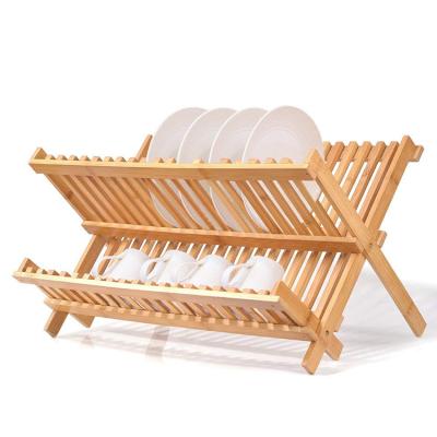 China Environmental Sustainability China Manufacture Professional Folding Dish Drain Rack Bamboo Dish Drying Rack for sale