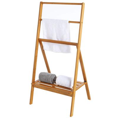 China Wholesale Environmental Friendly 3 Bar Custom Free High Quality Bamboo Folding Towel Rack, Hotel Bathroom Home Bedroom Universal for sale