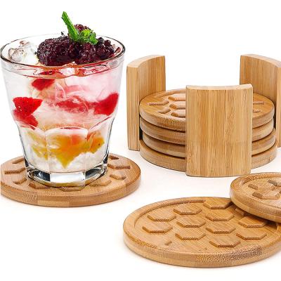 China Sustainable Bamboo Coaster With Round Stand Coaster for sale