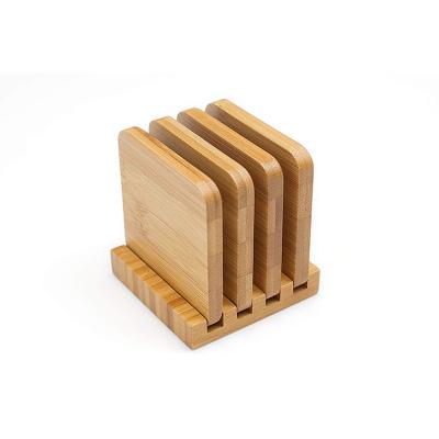 China Insulated bamboo sustainable, non-scalding and non-slip in-store design square white tea coaster with stand for sale