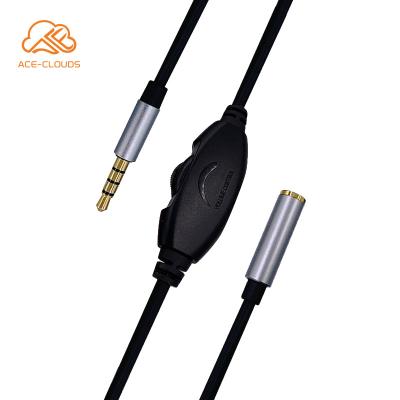 China High Quality Microphone 3.5mm Male To Female 4 Pole Earphone Extension Cable Audio Cord With Volume Control for sale