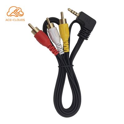 China Speaker 90 Degree Angle 3.5mm 4 Pole To Male Audio Video 3rca Cable for sale