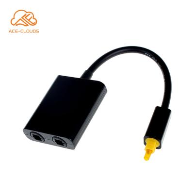 China DVD Digital Audio Optical Splitter Adapter Fiber Optic Audio Cable 1 In 2 Black for sale