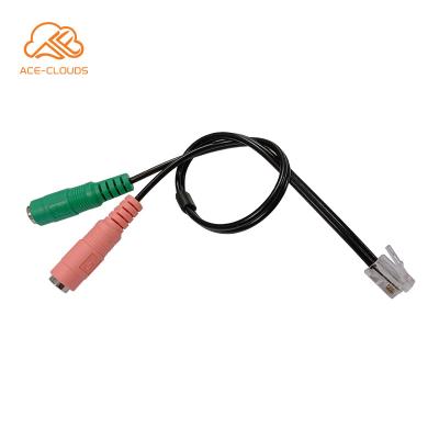 China COMPUTER RJ11 RJ12 to Dual 3.5mm Female IP Telephone Cable zu verkaufen