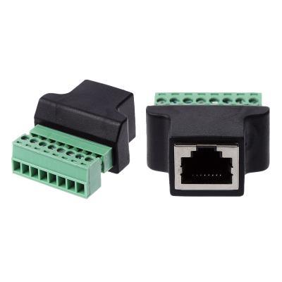 China Power Amplifier/Mixer/DJ Console Ethernet RJ45 Female to Screw Terminal 8 Pin CCTV Digital DVR Adapter Connector for sale