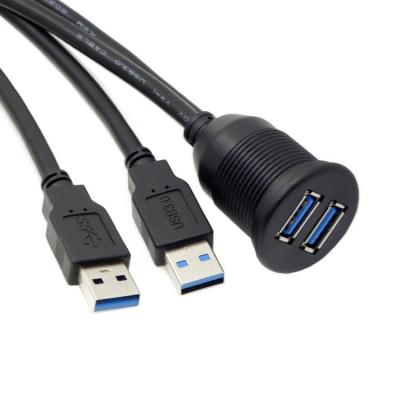 Chine COMPUTER USB 3.0 Dual Port Male to Female Car Panel Mount Adapter Car Flush Mount Cable à vendre