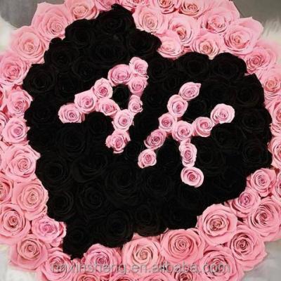 China Cheap price durable heart shaped rose boxes preserved natrual roses stabilized rose preserved flower box for sale